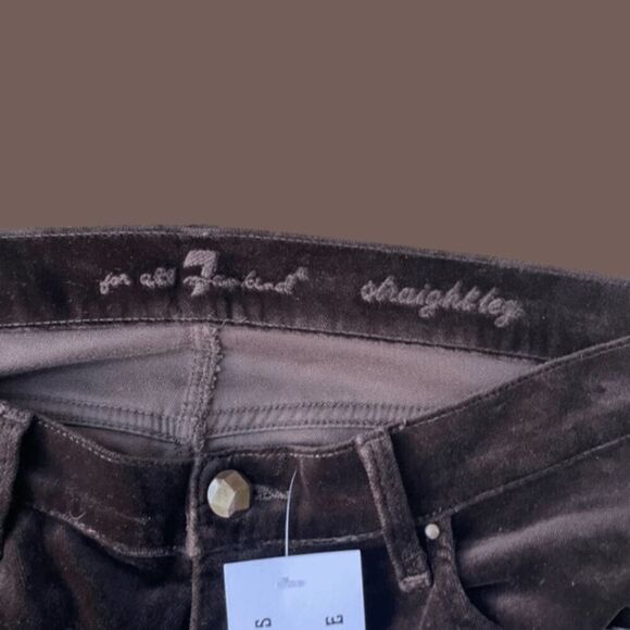 Vintage Y2K 7 For All Mankind Brown Sueded Straight Leg Pants Size 32 - Picture 3 of 4